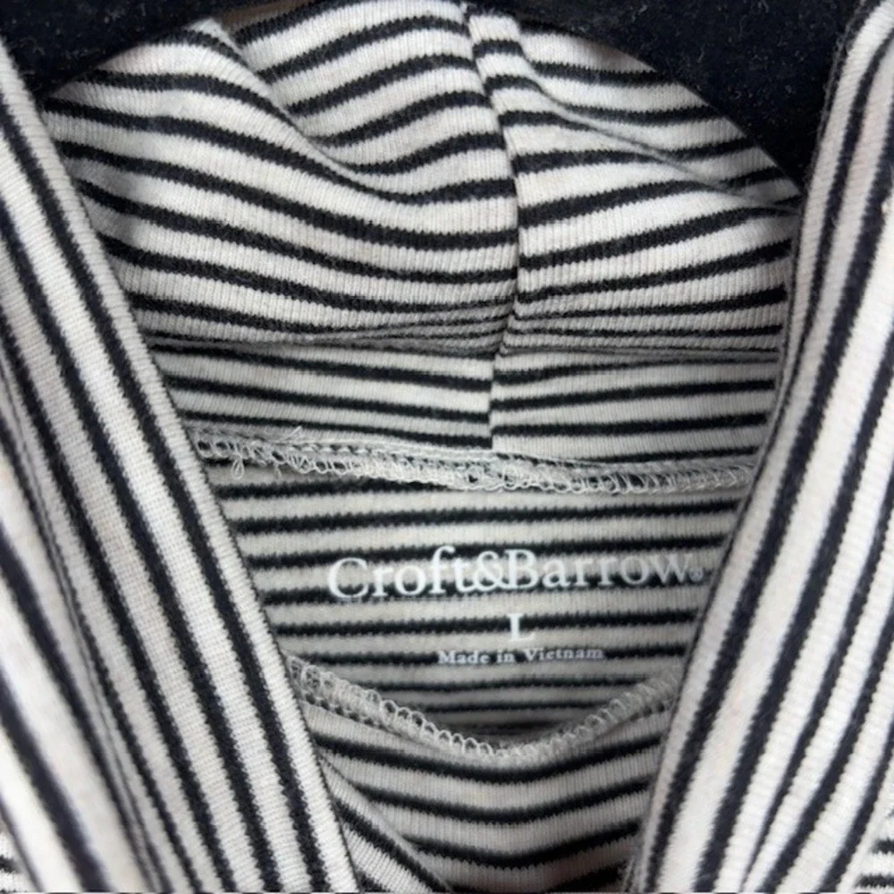 Croft Barrow Womens Striped Turtleneck Long Sleeve Top Size L